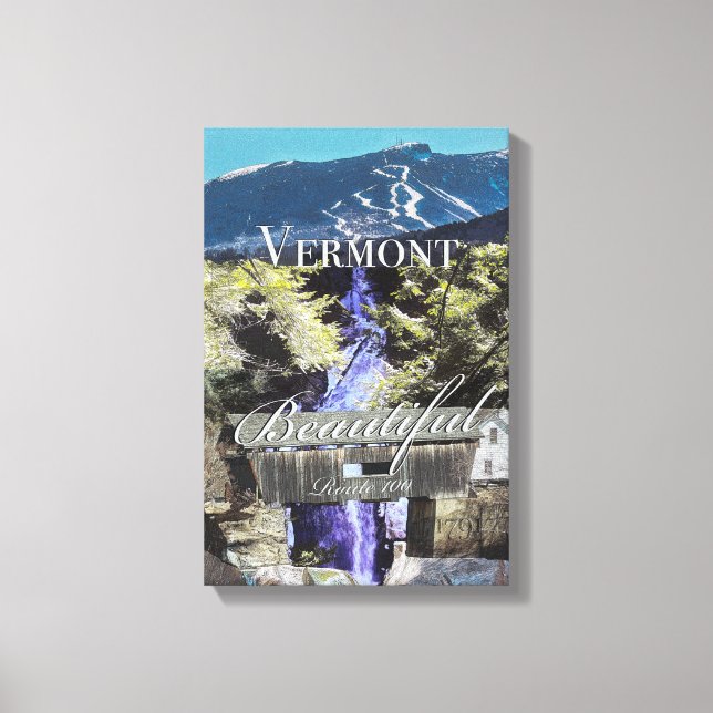 Impressão Em Tela Rota 100, Vermont (Frente)