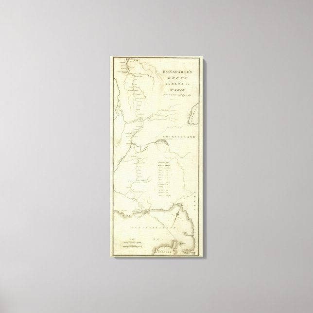 Impressão Em Tela Rota de Bonaparte de Elba a Paris (Frente)
