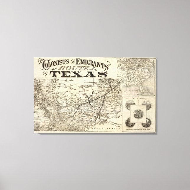 Impressão Em Tela Rota para o Texas (Frente)