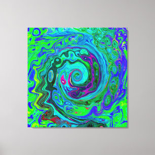 Impressão Em Tela Rotação Abstrato Retro Verde e Azul