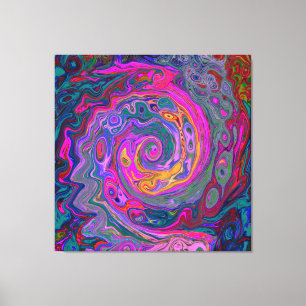 Impressão Em Tela Roteiro Magenta Retroativo, Verde e Abstrato Laran