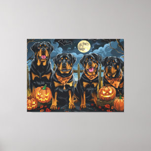 Impressão Em Tela Rottweiler Halloween Assustador
