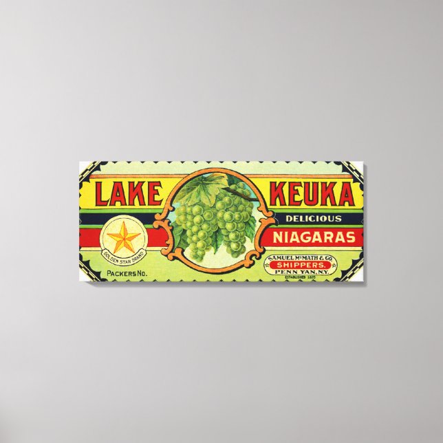 Impressão Em Tela Rótulo 2 das Uvas do Lago Keuka Niagara (Frente)