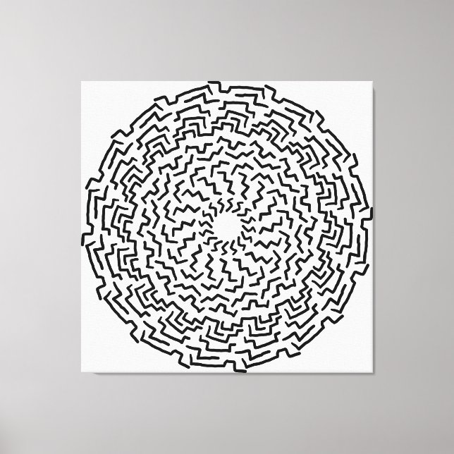 Impressão Em Tela Round Mandella Like Maze (Frente)