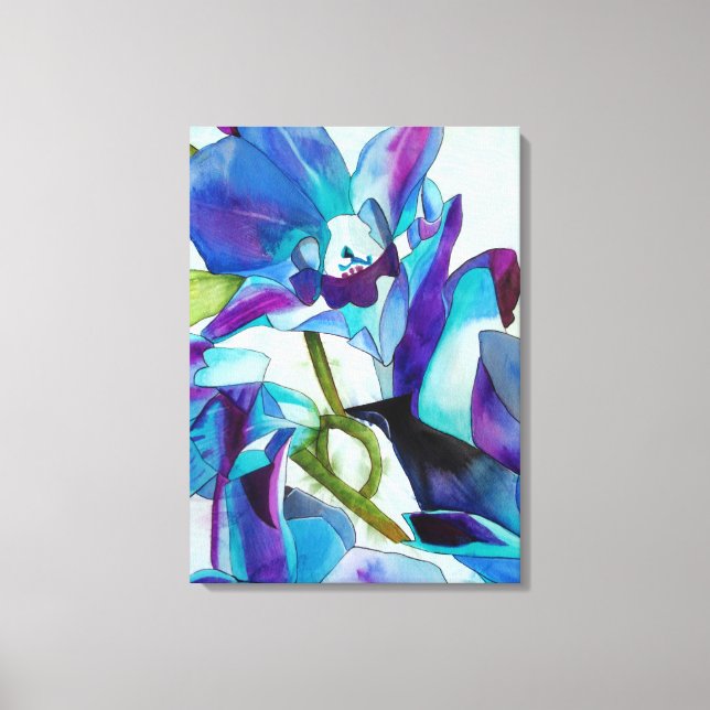 Impressão Em Tela Roxo Cingapura Orquídea, pintura aquosa (Frente)