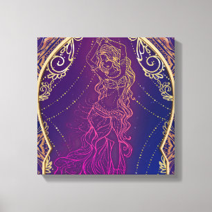 Impressão Em Tela Roxo & Dourado Árabe Marroquino Dança Do Ventre Gl