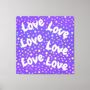 Impressão Em Tela Roxo e Pontos Arco-íris