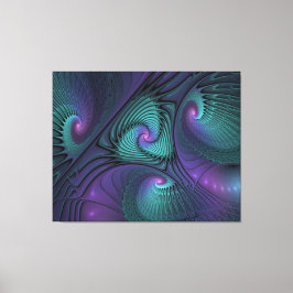 Impressão Em Tela Roxo encontra Arte Fractal abstrato Turquesa moder