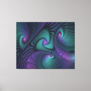 Impressão Em Tela Roxo encontra Arte Fractal abstrato Turquesa moder