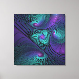 Impressão Em Tela Roxo encontra Arte Fractal abstrato Turquesa moder