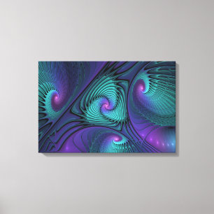 Impressão Em Tela Roxo Encontra Turquesa Arte Fractal Abstrata Moder