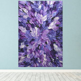 Impressão Em Tela Roxo Lavanda Cluster de Pétalas Brancas Abstrato n