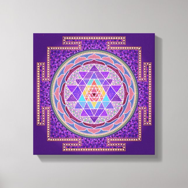 Impressão Em Tela Roxo Sri Yantra (Frente)