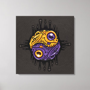 Impressão Em Tela Roxo Vibrante e Sapo de Dart Venenoso Dourado Yin