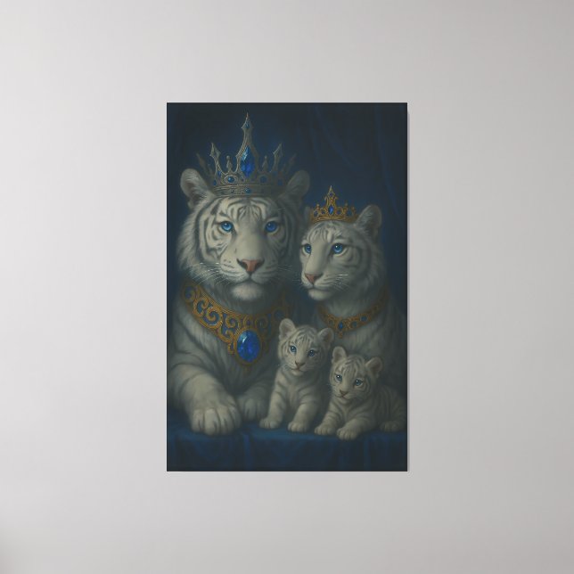Impressão Em Tela Royal White Tiger Family · Blue Sapphire Crown Can (Frente)