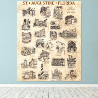 Impressão Em Tela Rua Augustine, Florida Art Poster