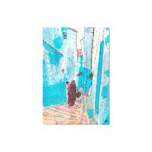 Rua Chefchaouen Marrocos Paper Collage Sketch