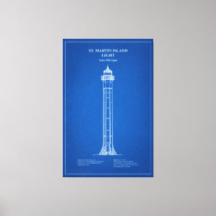 Impressão Em Tela Rua. Farol Martin Island - Michigan - AD