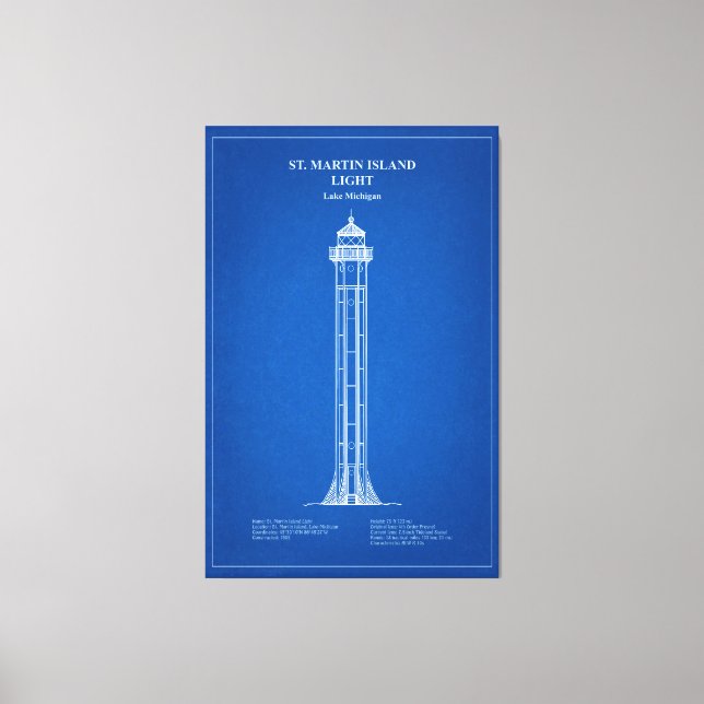 Impressão Em Tela Rua. Farol Martin Island - Michigan - AD (Frente)