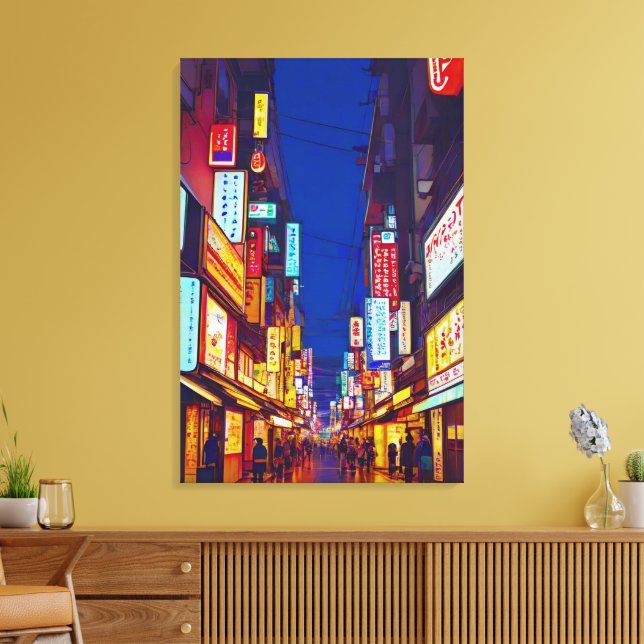 Impressão Em Tela Rua Japonesa à Noite (Insitu(Sala de estar))