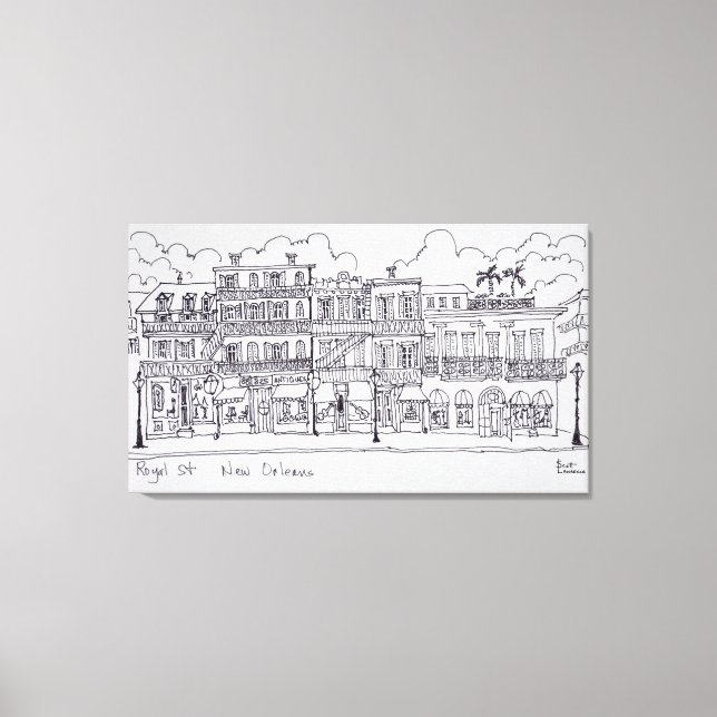 Impressão Em Tela Rua Real | Nova Orleans, Louisiana (Frente)