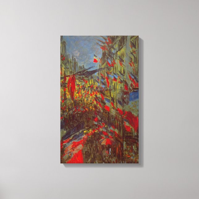 Impressão Em Tela Rue Montorgueil com Bandeiras de Claude Monet (Frente)