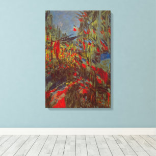 Impressão Em Tela Rue Montorgueil com Bandeiras por Claude Monet