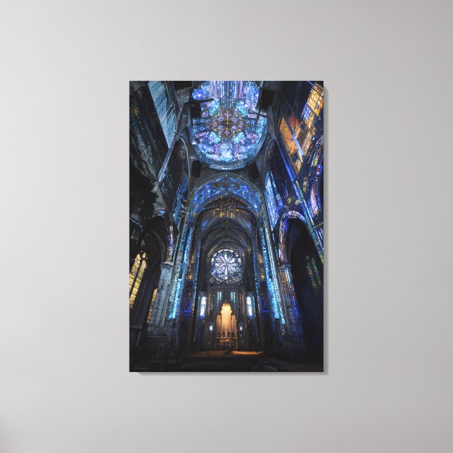 Impressão Em Tela Ruined Cathedral Stained Glass Projection Glow (Frente)