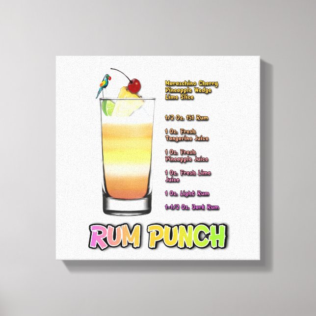 Impressão Em Tela RUM PUNCH Cocktail Recebe art 12"'12" (Frente)