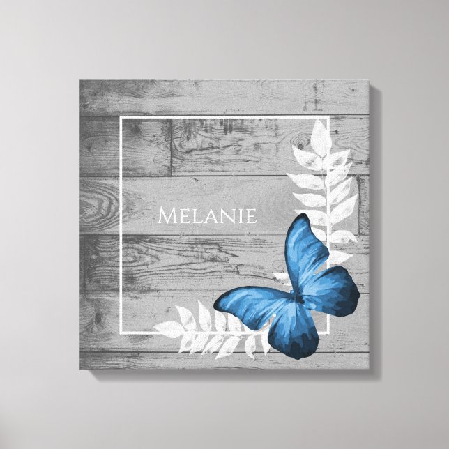 Impressão Em Tela Russo de Borboleta Azul (Frente)