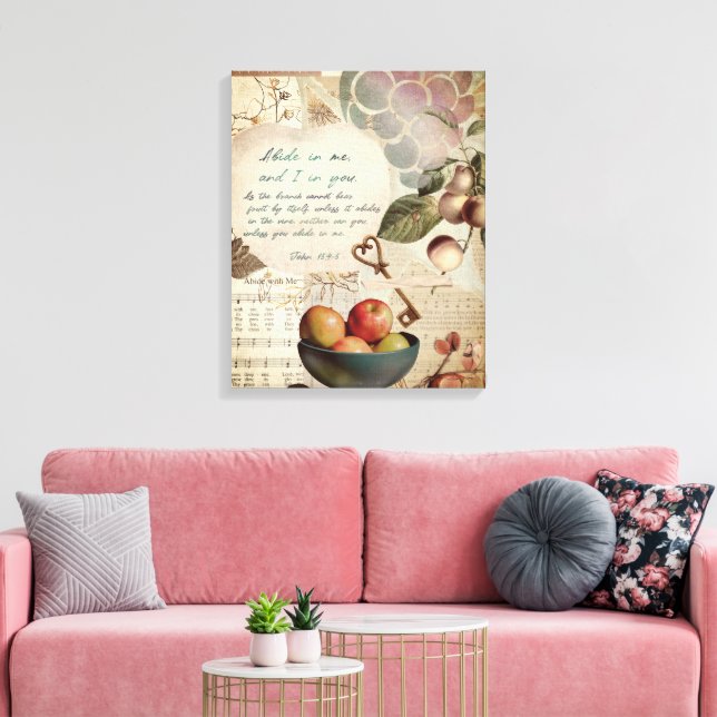 Impressão Em Tela Rustic Abide em mim frutífero Poster de fé (Insitu(Sala de estar))