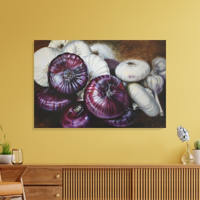 Impressão Em Tela Rustic Garlic and Onion Still Life – Fine Art (Insitu(Sala de estar))