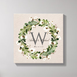Impressão Em Tela Rustic Linen Wreath Monograma Wedding Keepske