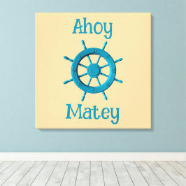 Impressão Em Tela Rustic Weathered Boat Steering Wheel Photo Image