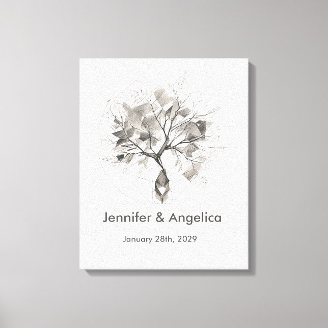 Impressão Em Tela Rustic Wedding Fingerprint Tree (Frente)
