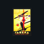 Impressão Em Tela Sabena Art Deco Compass - L<br><div class="desc">Vintage air poster de viagens para a agora defunta companhia aérea belga Sabena,  mostrando um avião a hélice que voa sobre a Torre Bridge de Londres com uma bússola e design de mapa de rotas,  todos executados em estilo brilhante de arte deco.</div>