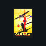 Impressão Em Tela Sabena Art Deco Compass - M<br><div class="desc">Vintage air poster de viagens para a agora defunta companhia aérea belga Sabena,  mostrando um avião a hélice que voa sobre a Torre Bridge de Londres com uma bússola e design de mapa de rotas,  todos executados em estilo brilhante de arte deco.</div>