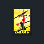 Impressão Em Tela Sabena Art Deco Compass - XL<br><div class="desc">Vintage air poster de viagens para a agora defunta companhia aérea belga Sabena,  mostrando um avião a hélice que voa sobre a Torre Bridge de Londres com uma bússola e design de mapa de rotas,  todos executados em estilo brilhante de arte deco.</div>