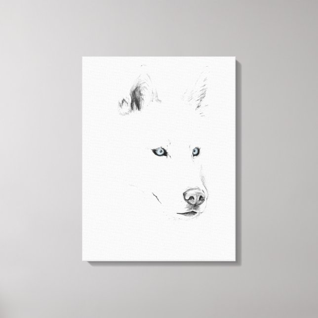 Impressão Em Tela Saber A Siberian Husky Desenhando Olhos Azuis (Frente)