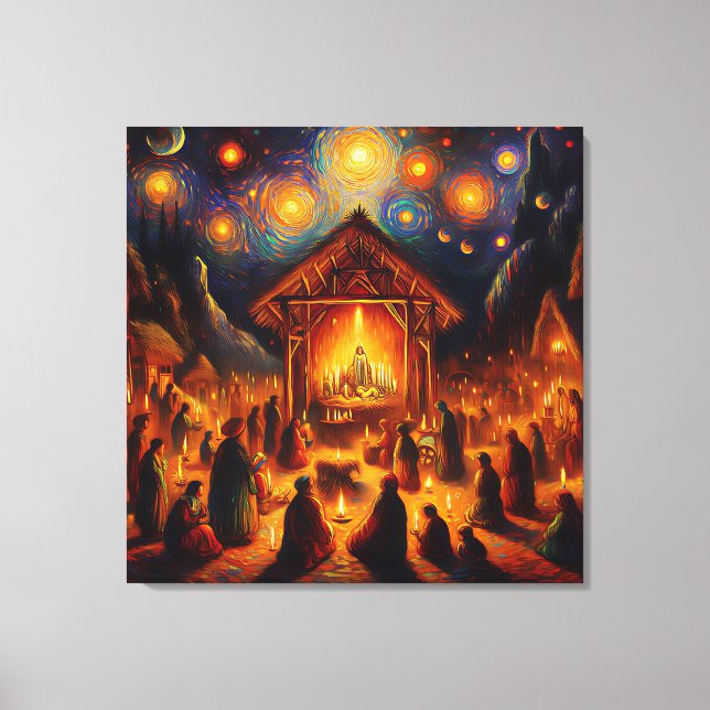 Impressão Em Tela Sacred Fire Beneath the Starry Night (Frente)