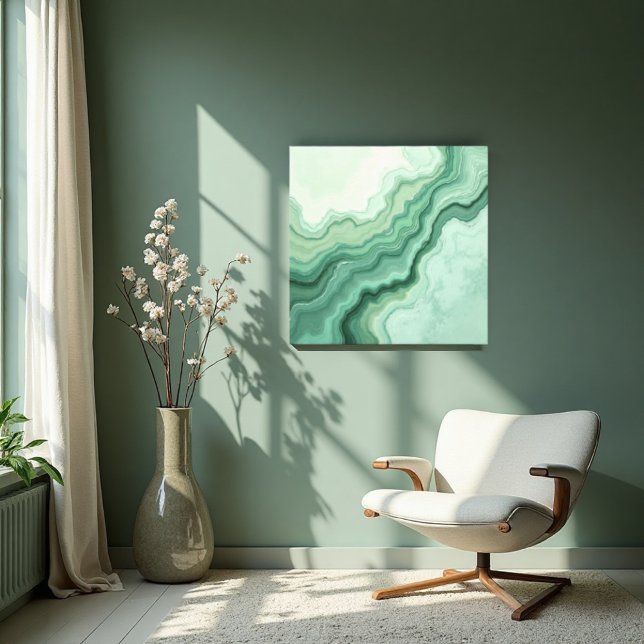 Impressão Em Tela Sage Green Mineral Vein Abstrato - Orgânico Modern (Nature’s elegance captured—Sage Mineral Veins canvas for a serene space.)