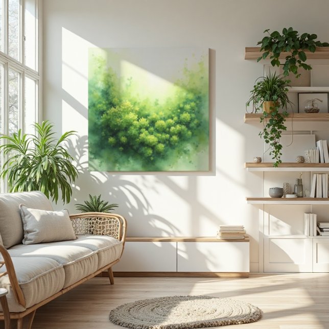 Impressão Em Tela Sage Green Veil Moss Abstrato - Moderno orgânico (Moss Abstract Canvas. Serene botanical style for modern living.)