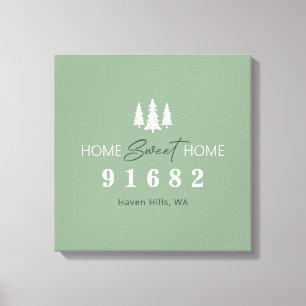Impressão Em Tela Sage White Home Sweet Home Zip Code