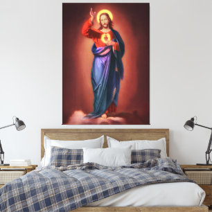 Impressão Em Tela Sagrado Coração de Jesus Cristo