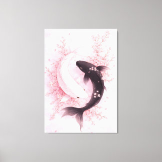 Impressão Em Tela Sakura Koi Japonês