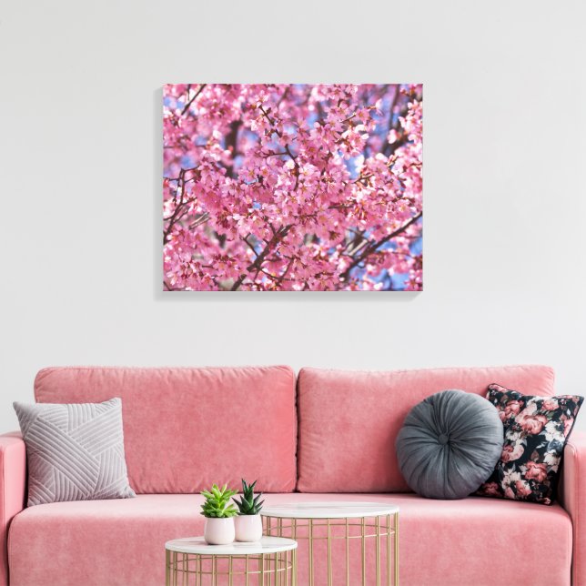 Impressão Em Tela Sakura Pink Chersom Sky (Insitu(Sala de estar))