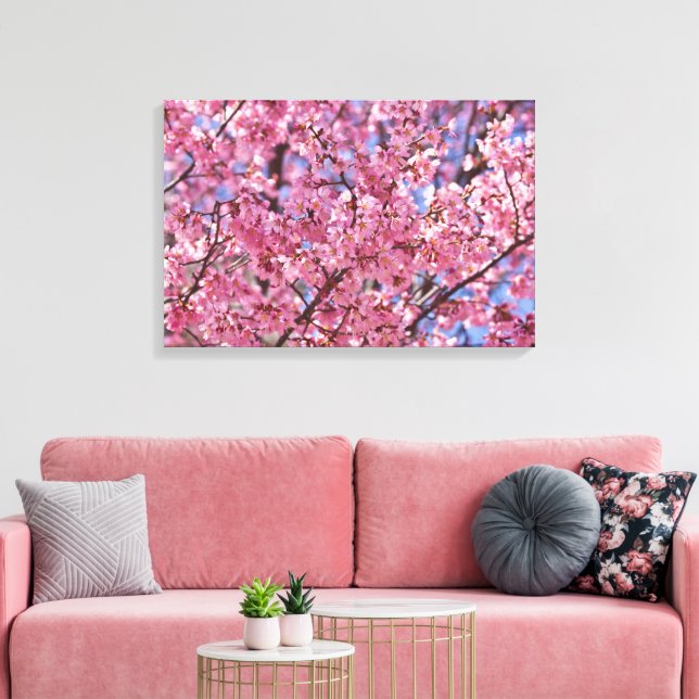Impressão Em Tela Sakura Pink Chersom Sky (Insitu(Sala de estar))