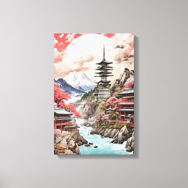 Impressão Em Tela Sakura Serenity - Paisagem Japonesa Tradicional (Frente)