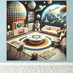 Impressão Em Tela Sala de Brinquedos Infantil Espacial Futurista Atô