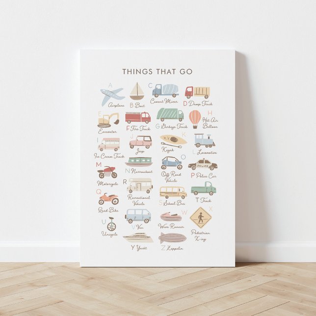 Impressão Em Tela Sala de Crianças ABC do Alfabeto de Transporte (Criador carregado)